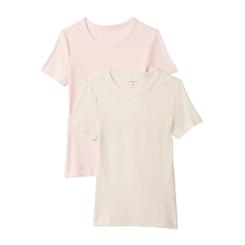 Image of Amazon Essentials Women's Slim-Fit Short-Sleeve Crewneck T-Shirt, Pack of 2