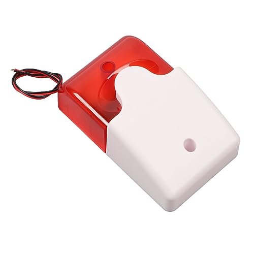 Natudeco Fire Audible and Visual Alarm,12V Sound and Light Alarm Siren,High Decibel Fire Burglar Alarm Horn for Home Store Office Factory