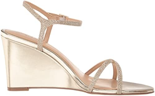 Jewel Badgley Mischka Women's DEXTRA Wedge Sandal, Gold Fabric, 6 | Image 5