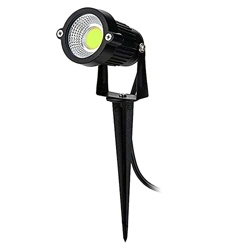 Vetrineinrete® Faretto led cob 5 watt per esterno proiettore da giardino con picchetto interrabile e staffa a parete luci da esterno luce bianca 6500 k calda 3000 k verde es06 B38 (Luce verde)