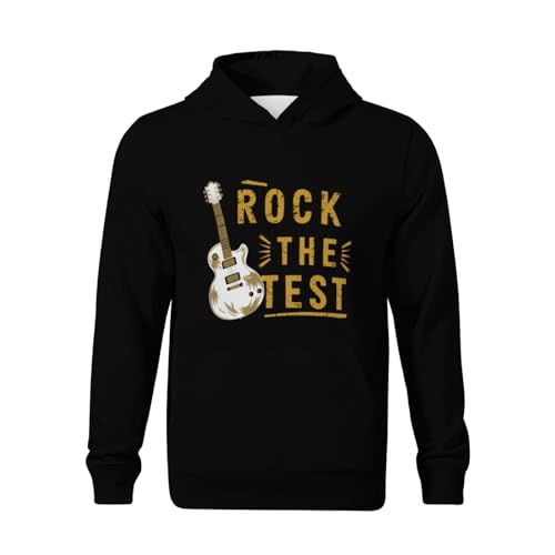 Kids Funny Guitar Test Day Rock The Test Vintage Boys Girls Lightweight Kangaroo Pocket Fleece Hoodies2
