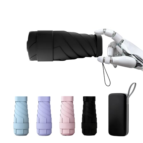 ADFGEGL Compact Travel Umbrella - Windproof Manual Folding Umbrellas UPF50+ Portable Mini Umbrella with Case for Men & Women-black