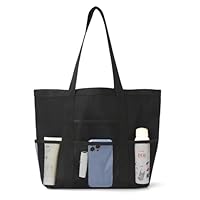 Borsa Mare Con Cerniera Portatile Pieghevole in di Grande CapacitàBorsa Mare Donna Borsa per La Spesa per Viaggi in Spiaggia Custodia Borsa da Bagno Borsa da Palestra per Nuoto (Nero)