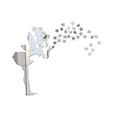 1 ensemble miroir autocollant ange Stickers muraux fée étoile miroir décalcomanies fête mariage décor bricolage décorations argent