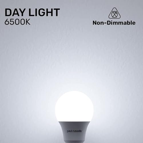paul russells LED GLS Light Bayonet Cap BC, 60w Equivalent, 8watt 806LM LED Bulbs, 6500K Daylight Lamp, Classic Frosted A60 Standard B22 Energy Saving Non-Dimmable Large Globe Lightbulbs, Pack of 1 - Image 2
