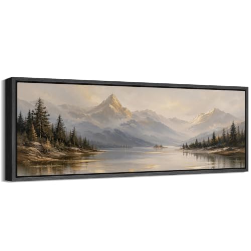 Image of MUDECOR Large Framed Canvas Print Wall Art Pine Lake Forest for Living Room