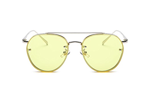 GAMT Colorful Metal Frame Aviator Sunglasses UV400 Sunglasses for Men and Women Clear Film Light Eyewear Yellow