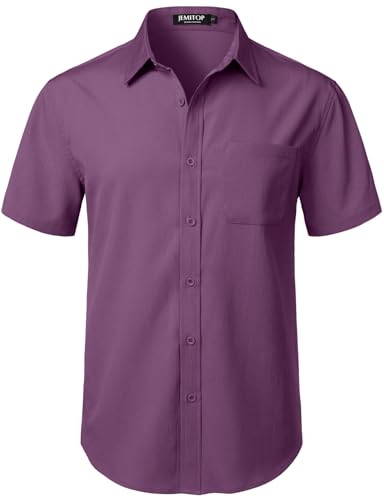 Image of JEMITOP Mens Stretch Wrinkle Free Texture Shirts
