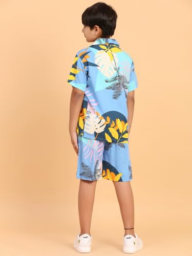 Image of Ninos Dreams Boys Cotton Rayon Halfsleeves Coord Set with Shirt & Shorts /Boys Vacation wear /boys co ord set /Boys Tropical print Shirt & Shorts set /Boys Clothing Set