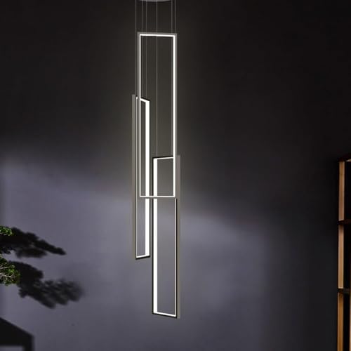LIUYU Dimmable Lámparas Colgantes De Escaleras Interior Regulable En Altura Moderno Entrada del Vestíbulo Lampara Araña LED(Black,3 Heads)