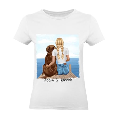 Kiddle-Design Personalisierte Hundemama T-Shirt | Geschenk für Stolze Hundebesitzerin | Für Hundeliebhaber Dog Dad mit Haustier | Mit Name & Spruch L