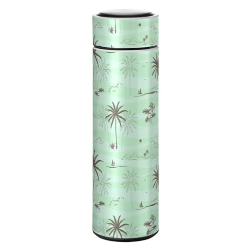 SoreSore 水筒 500ml レディース 保温保冷 8時間 椰子樹 自然風景 グリーン 葉 かわいい マグボトル 0.5L メンズ ステンレス 直飲み 真空断熱 大容量 おしゃれ スポーツドリンクボトル 魔法瓶 スリム 洗いやすい 軽量 持ち運び便利