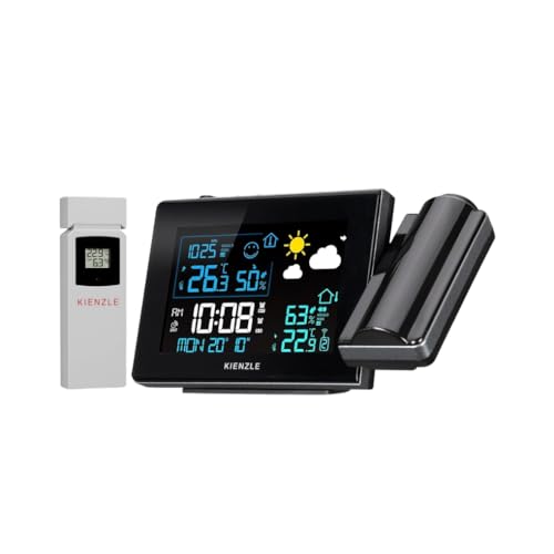 Stazione meteo radiocontrollata Kienzle con proiezione, display a colori, sensore esterno, allarme muffa, 2 sveglie