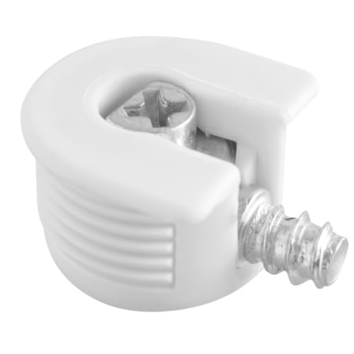 Image of 20mm Cam Lock Connector Screws for Flat Pack Furniture – Knock Down Eccentric Connector Set for Shelves & Cabinets, ZnAl Alloy, 90° Joint, Glue-Free Assembly (10, White, 20mm)