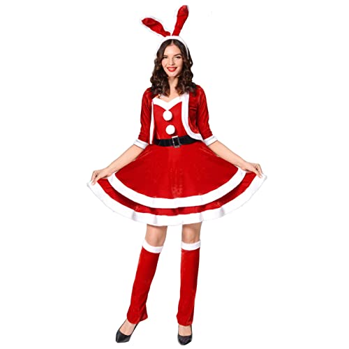 Vrouwen Kerstman Pak Kerst Kostuum Sexy Jurk Kerstcadeau Kostuum Cosplay Bunny Kostuum Kerst Jurk Kostuum - Afbeelding 3