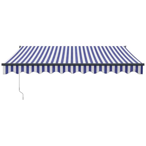 Store électrique 3,5x2,5m bleu et blanc avec télécommande et manivelle pour terrasse - 4