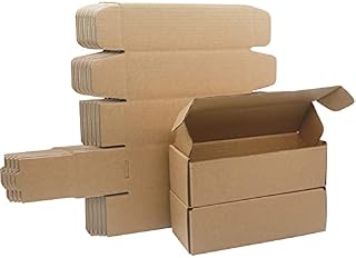 Corrugated Cardboard Shipping Boxes, 200×53×53mm Royal Mail Small Parcel PiP Postal Boxes, Long Narrow Brown Packaging Mailing Boxes for Business, Posting, Storing or Gift (Pack of 10)