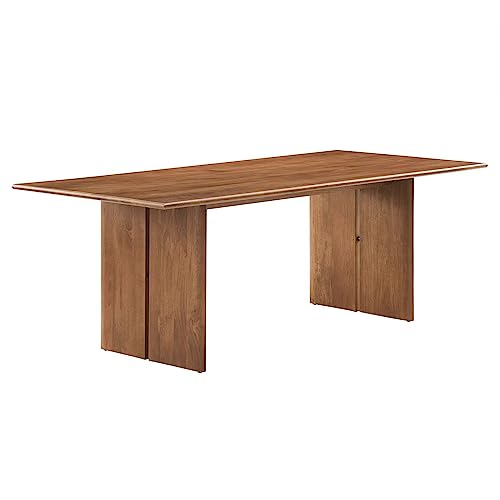 Image of Modway Amistad 86 inch Solid Wood Modern Farmhouse Rectangular Dining Table in Walnut