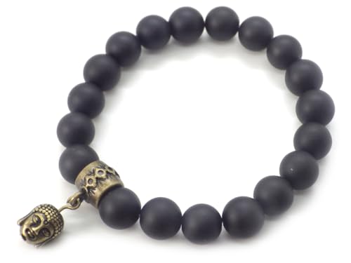 Bracelet agate noire naturelle Bouddha pour harmoniser vos séances de méditation au quotidien