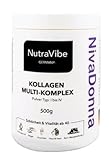 NivaDonna® aus dem Hause NutraVibe – Kollagen Pulver-Komplex für Frauen ab 40 · Typ I, II & III · Mit Hyaluronsäure, Vitaminen, Antioxidativen Açaí & Probiotika · Laborgeprüft.