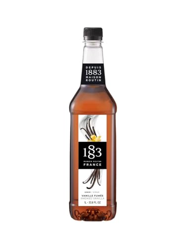 Image of 1883 Smoked Vanilla Syrup for Coffee, Cocktails & Desserts - Premium French Vanilla Flavoring Syrup, Made in France, 1 Liter Plastic Bottle