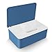 Delisouls Dispensador de toallitas húmedas, papel de seda seco y húmedo, caja de almacenamiento de tela, caja dispensadora con tapa para el hogar (azul y blanco)
