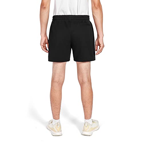 Nimenjoja Mens 5.5" Athletic Gym Shorts Cotton Jogger Workout Lounge Jersey Zipper Pocket Sweat Shorts Black #TOP2