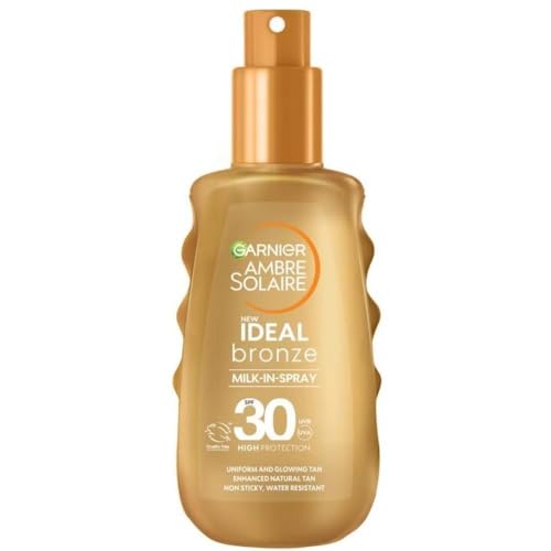 Garnier Ambre Solaire Ideal Bronze Milk-In Spray mit Vitamin E Hoher UV-Schutz LSF30 (150ml) – Ansicht 1