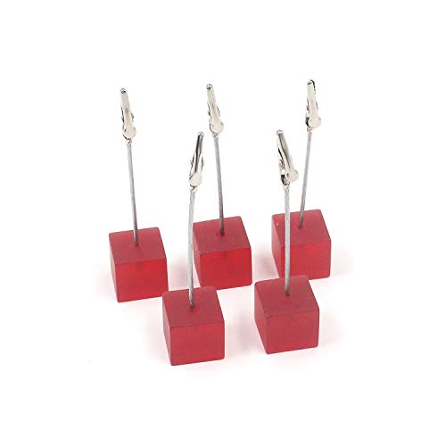 MTMTOOL 5 Pack Memo Clip Holder Stand Photo Card Note Clip Stand with Alligator Clasp for Photos Notes Card Message Postcard Mission Card MemorandumRed