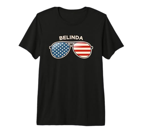 Belinda, IA Vintage US Flag Sunglasses Premium Tri-blend T-Shirt
