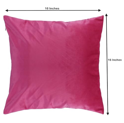 Image of Cushion Covers Velvet Set of 3, 16 inch x 16 inch (Pink)