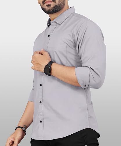 Image of Men's Cotton Full Sleeve Shirt | Regular Fit Casual & Formal Wear with Patch Pocket