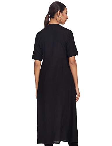 Image of Haute Curry by Shoppers Stop Womens Mandarin Collar Embroidered Kurta