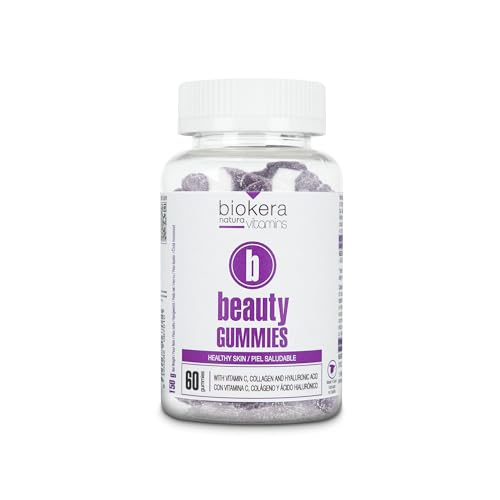 SALERM - Beauty Gummies - Bote 60 Gominolas - Biokera Natura Vitamins - Gominolas para una Piel Saludable - con Vitamina C, Q10, Colágeno y Ácido Hialurónico - Sin Lactosa - Sin Gluten - Sabor Mora