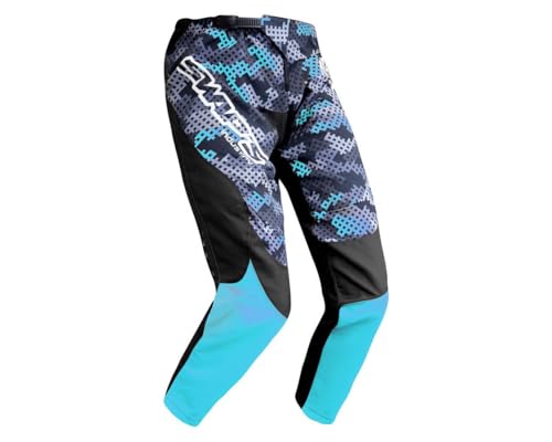 Pantalon cross bleu 2XL résistant avec renforts genoux anti-abrasion