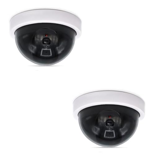 Cámara de vigilancia falsa realista con luz LED intermitente, funciona con pilas, diseño resistente a la intemperie para protección al aire libre, fácil instalación, prevención falsa de CCTV