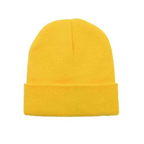 Zando Halloween Yellow Beanie Hat for Men Women Youth - Lightweight Soft Warm Knit Winter Hat Skull Watch Slouchy Cap Cosplay Accessories Daily Christmas New Year Valentines Day Gift