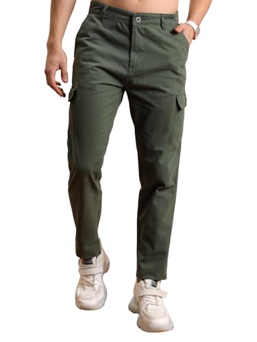 Image of Highlander Men's Tapered Fit | Cargo Trousers | Sleek & Functional | Utility Pockets | Trouser for Men | Men Trousers