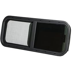 Ventana Corrediza RV, Ventana Corrediza de ángulo Redondo de 900x300 Mm Ventana RV Ventana de Sombra de Vidrio Templado Negro para Remolque Camper