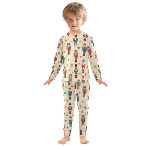 Pajama Sets Long Sleeve Nutcracker Soldier Star Pattern Soft Comfy Sleepwear 2 Piece PJS 3-8T2