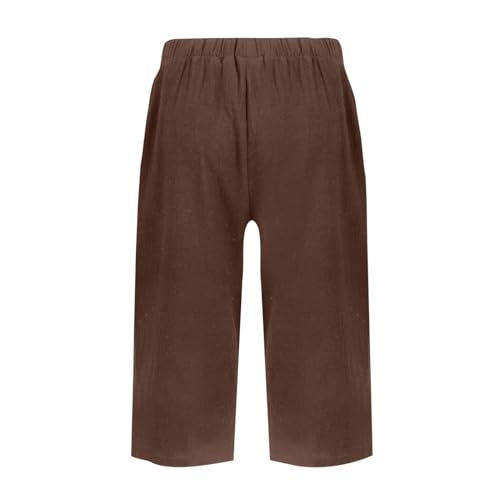 Pedal Pushers for Women Lightweight Summer Linen Capri Pants Casual Loose Elastic Waist Wide Leg Bermuda Shorts 20254