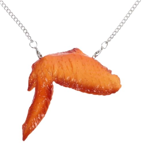 VOSAREA Simulation Chicken Wing Necklace Imitation Food Pendant Necklace for Parties Costume Accessory Fun Fried Chicken Jewelry
