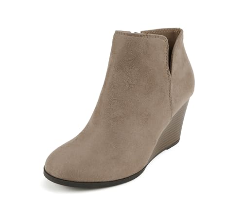 Image of Soda Ability - Mid Ankle Bootie w /Split Shaft and Zipper Stacked Wedge Heel