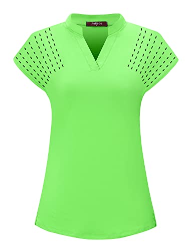 Image of Womens V Neck Golf Polo Shirts Short Sleeve Sport Shirt Workout Tops
