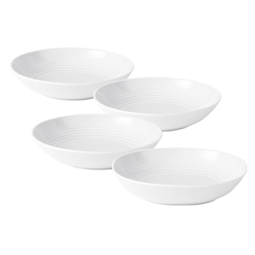 Royal Doulton Pasta Bowls, Stoneware, Designed to Mix & Match, Gordon Ramsay Maze Pasta Bowl 24cm 9.4in White, Set of 4