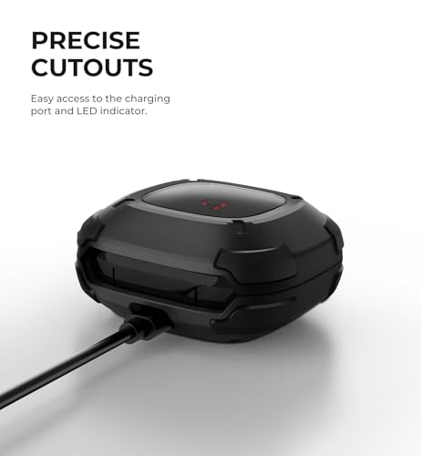 Dexnor Rugged Bumper Case for Beats Fits Pro (2021) Cases with Secure Lock, Shockproof Clear Cover with Carabiner & Keyring for Beats Fits Pro 2021 Black