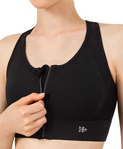 Yvette Sujetador Deportivo para Mujer, sujeción Fuerte, Cierre Frontal, Cuello Alto, Pechos Grandes para Fitness, Yoga, Correr Cover