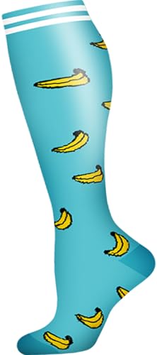 Image of Women's Knee High Compression Socks for Running Work Support Nurses Pregnancy Travel,Colorful Over The Calf Socks,#W402