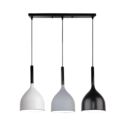 LEDSone Modern 3 Light Pendant Ceiling Lamp Adjustable Height Metal Shades 50cm Bar Nordic Style Hanging Fixture for Dining Room, Kitchen Island, Living Room, Bedroom - Cosy Home Interiors LEDSone Modern 3 Light Pendant Ceiling Lamp Adjustable Height Metal Shades 50cm Bar Nordic Style Hanging Fixture for Dining Room, Kitchen Island, Living Room, Bedroom