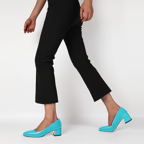 Soireelady Womens Chunky Block Heels Square Toe Low Heel Pumps Closed Toe Slip On Patent Classic Dress Shoes 2 Inches2